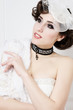 Portrait of beautiful retro bride