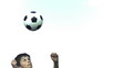 Boy playing in slow motion with a soccer ball