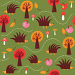 cute pattern with whimsical hedgehogs
