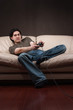 portrait of a focused gamer