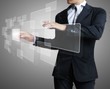 hand pushing on a touch screen interface hand pushing on a touch screen interface