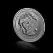 year of dragon. silver coin isolated on black