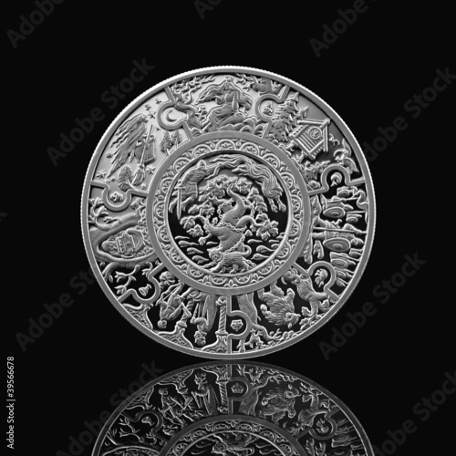 Photo: russian tales silver coin isolated on black russian tales silver coin isolated on black