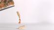 Noodles falling down in super slow motion