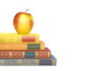 stack of books with an apple , isolated on white background, fre stack of books with an apple , isolated on white background, fre