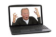 Desperate man in screen of a laptop