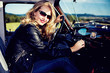 Girl in front of Post-War classic car