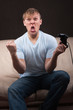 portrait of excited gamer