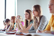 Students in class (color toned image)
