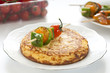 omelette with grilled vegetable skewer omelette with grilled vegetable skewer