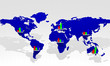 Illustration: Chart with world map Chart with world map