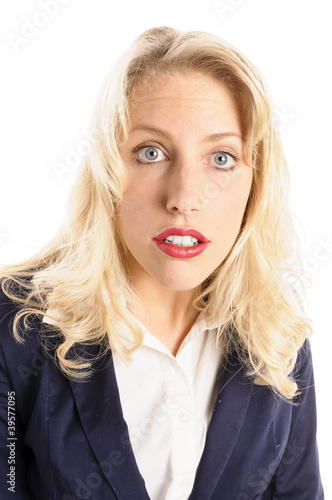Photo: Attraktive junge Frau ist erschrocken Attraktive junge Frau ist erschrocken