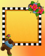 Little bear & flower bouquet, frame space for photo, text
