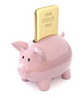 Gold bar in piggy bank