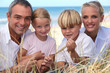 Family spending the day by the seaside