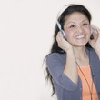 Woman listening to music on headset