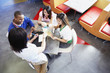 Teenagers ordering at restaurant