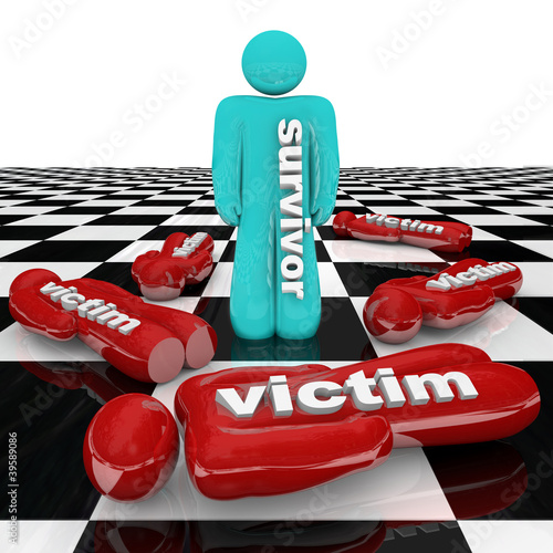 Illustration: One Survivor Among Many Victims Person Stands Alone One Survivor Among Many Victims Person Stands Alone