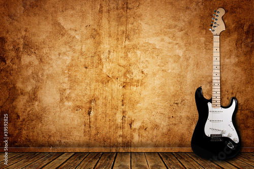 Illustration: Electric guitar and the wall Electric guitar and the wall