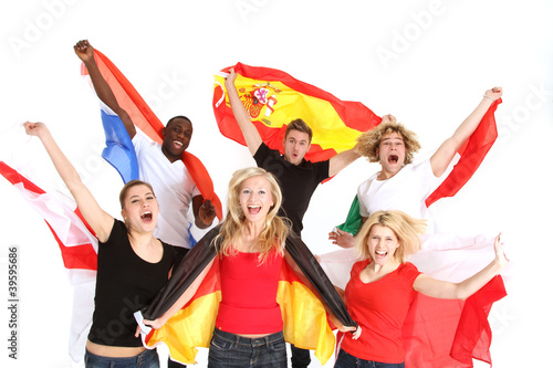 Photo: Gruppe von Fußballfans Gruppe von Fußballfans