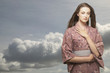 Portrait of woman wearing kimono