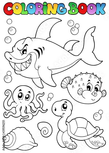 Vektor: Coloring book various sea animals 1 Coloring book various sea animals 1
