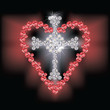 Diamond cross relgious and ruby heart, vector Diamond cross relgious and ruby heart, vector