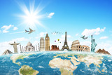 Travel the world monuments concept