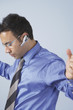 Businessman wearing sunglasses and a headset