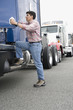 Man boarding truck