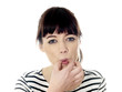 Young Woman Whistling. Model Released