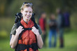 Young backpacker smiling for the camera outdoors
