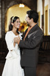 Teenage girl dancing with her father