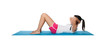 Beautiful young female exercising on a blue matt