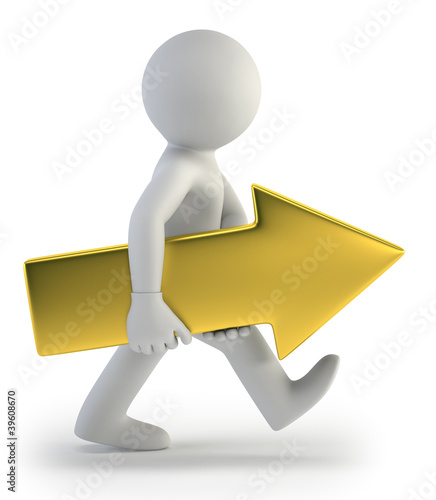 Illustration: 3d small people - golden arrow 3d small people - golden arrow