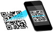 Smartphone Scanning QR-Code Scan On Display Blue