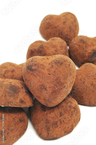 Photo: chocolate heart-shaped bonbons chocolate heart-shaped bonbons