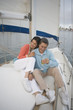 Couple enjoying their sailboat