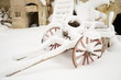 wooden cart under snow wooden cart under snow