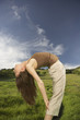 Woman bending backwards
