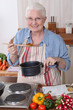 Grandmother cooking.