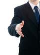 Businessman extending hand for handshake isolated on white