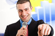 Man holding a microphone