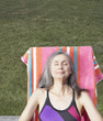 Senior woman sunbathing