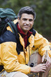 Man carrying a backpack outdoors
