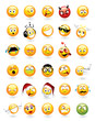 Large vector set of 30 emoticons with various facial expressions
