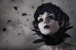 Foto: Crow girl with feather wig and black eyes Crow girl with feather wig and black eyes