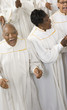 Senior African people singing in a choir