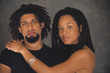 Portrait of African couple hugging