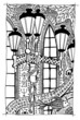 Illustration: Gothic composition with lanterns. Art picture. Gothic composition with lanterns. Art picture.